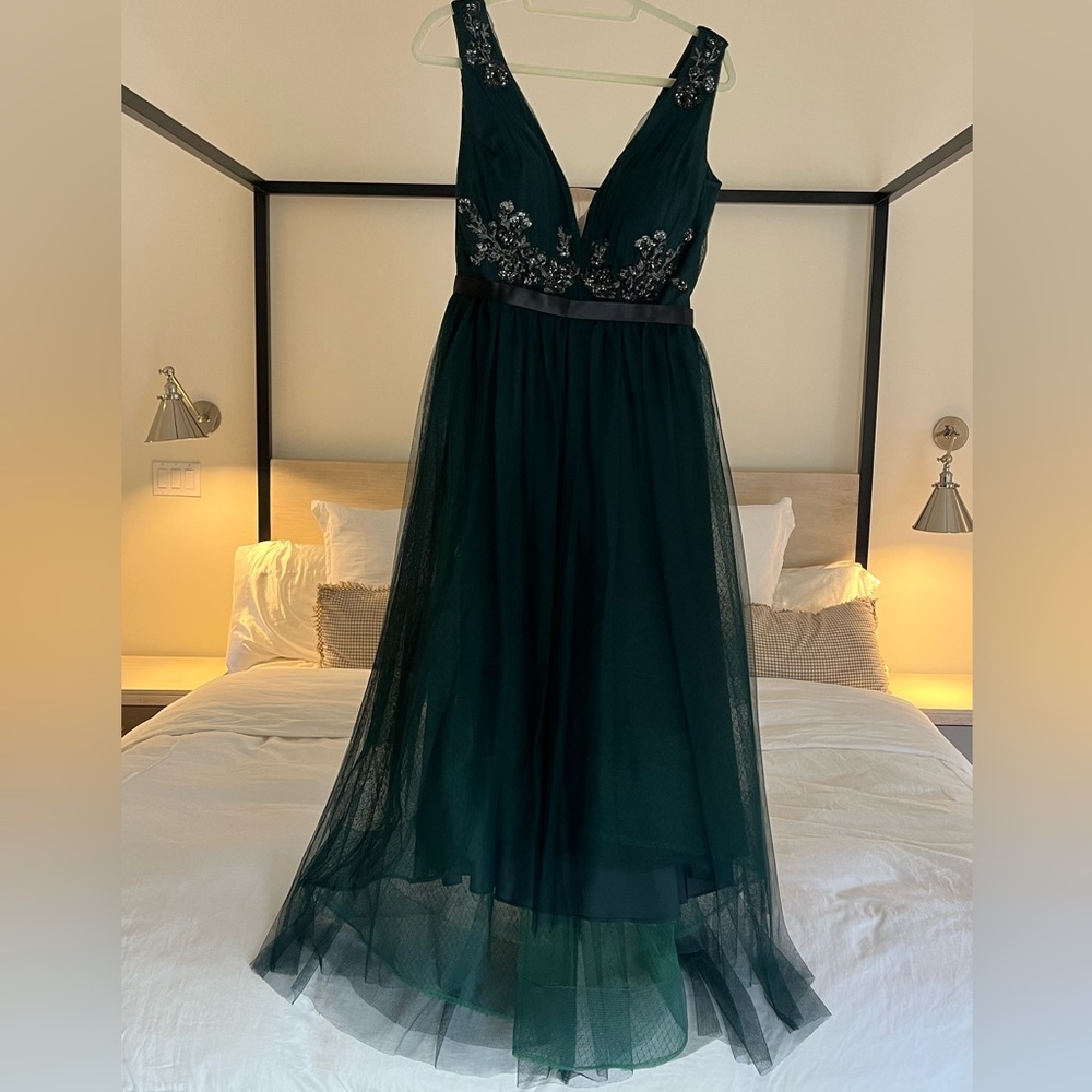 Marchesa Notte Emerald Green Beaded Dress